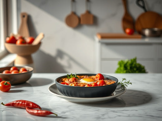 Zomerse Shakshuka met geroosterde paprika