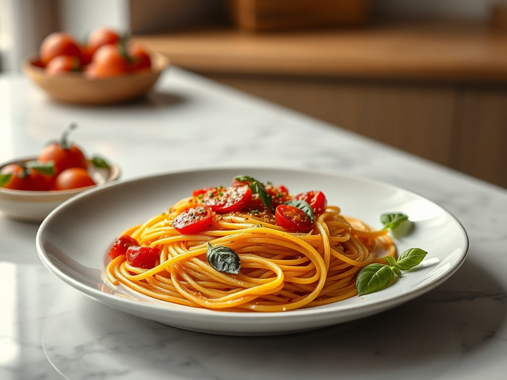 Zomerse spaghetti pomodoro met verse tomaten