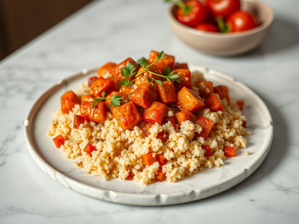 Zomerse gevulde paprika's met kruidige couscous