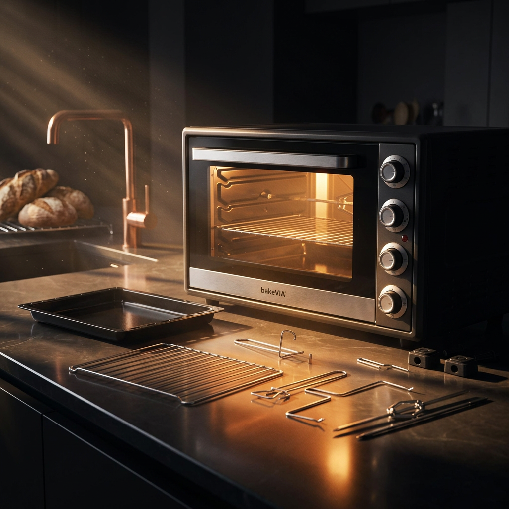 bakeVIA mini-oven met bakplaat, ovenrooster en accessoires