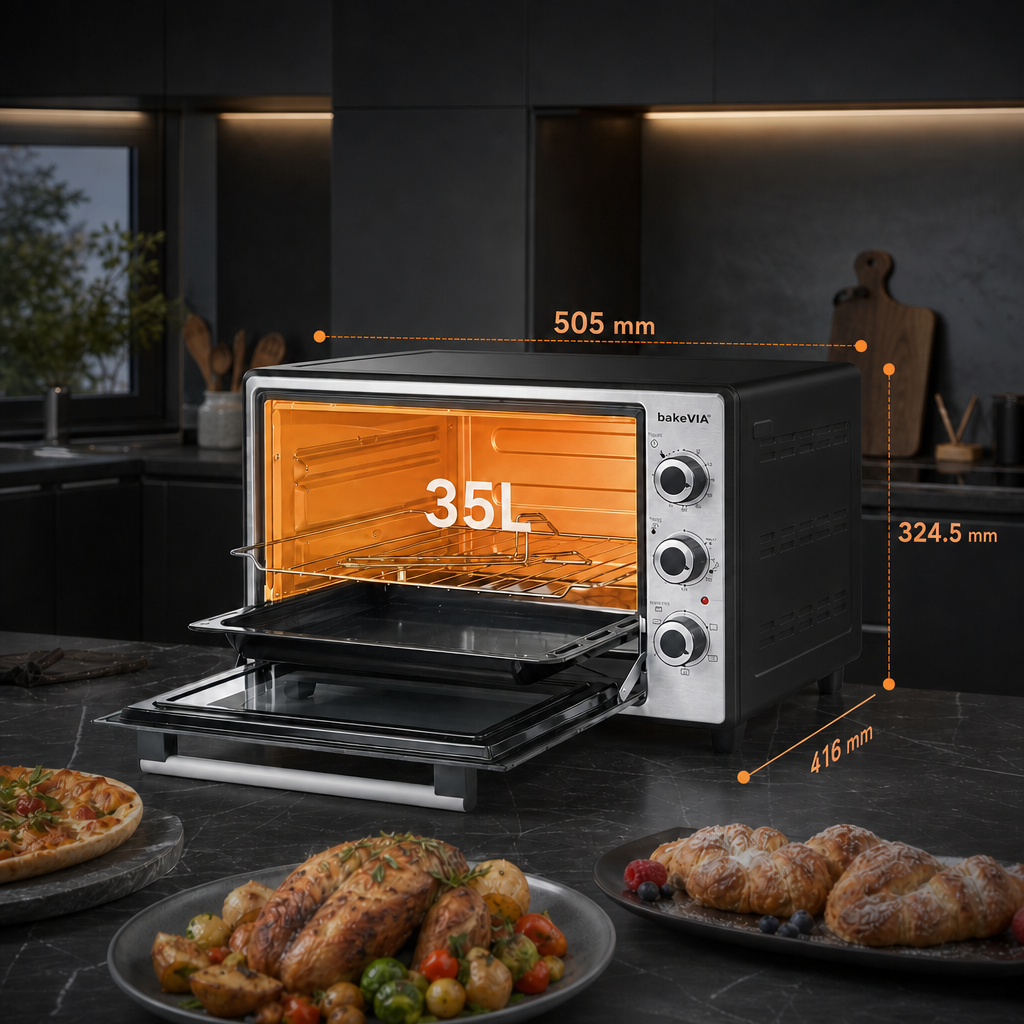 bakeVIA Minibackofen 35 L — Series 2 (Schwarz & Inox)
