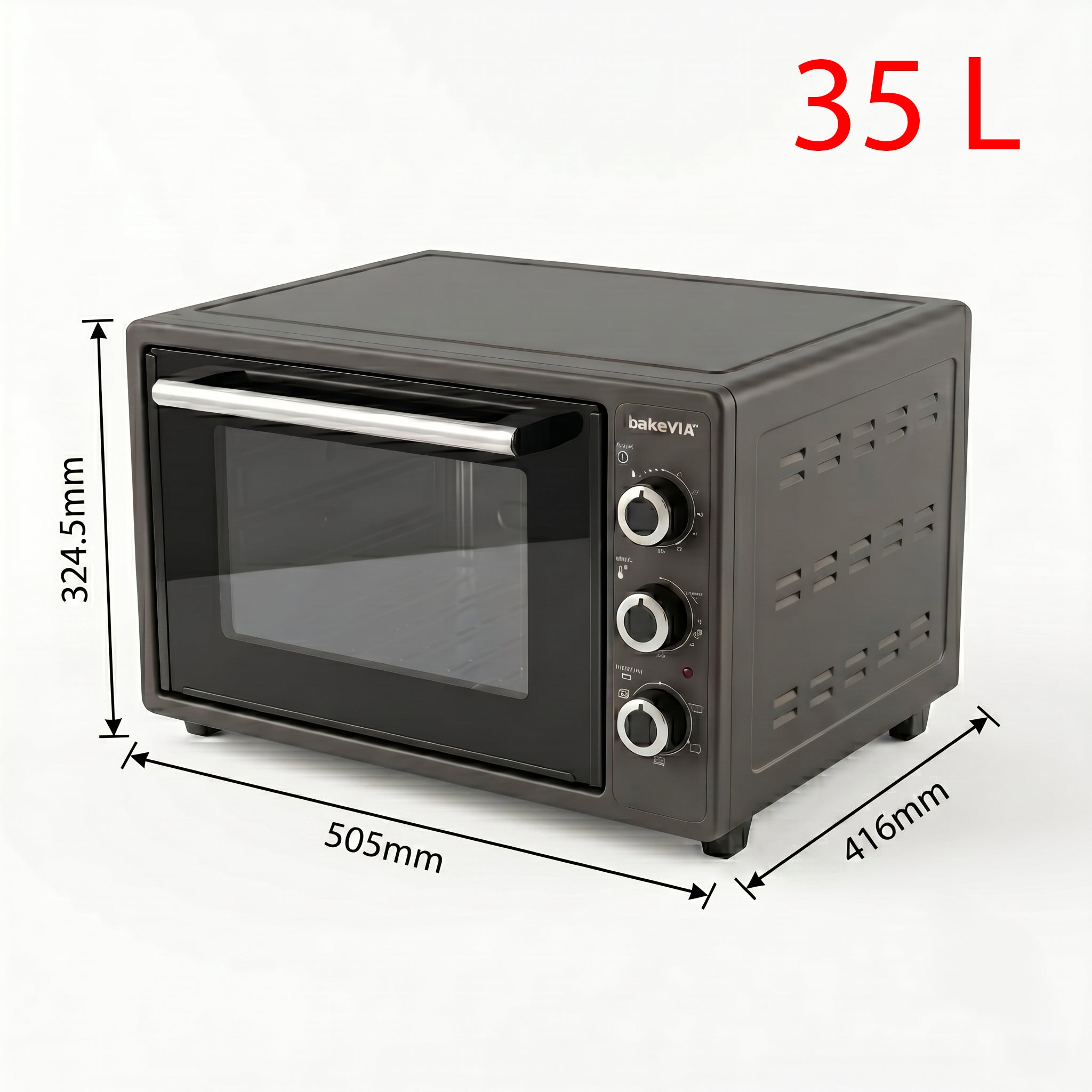 bakeVIA Minibackofen 35 L – Freistehend mit Umluft & Grill