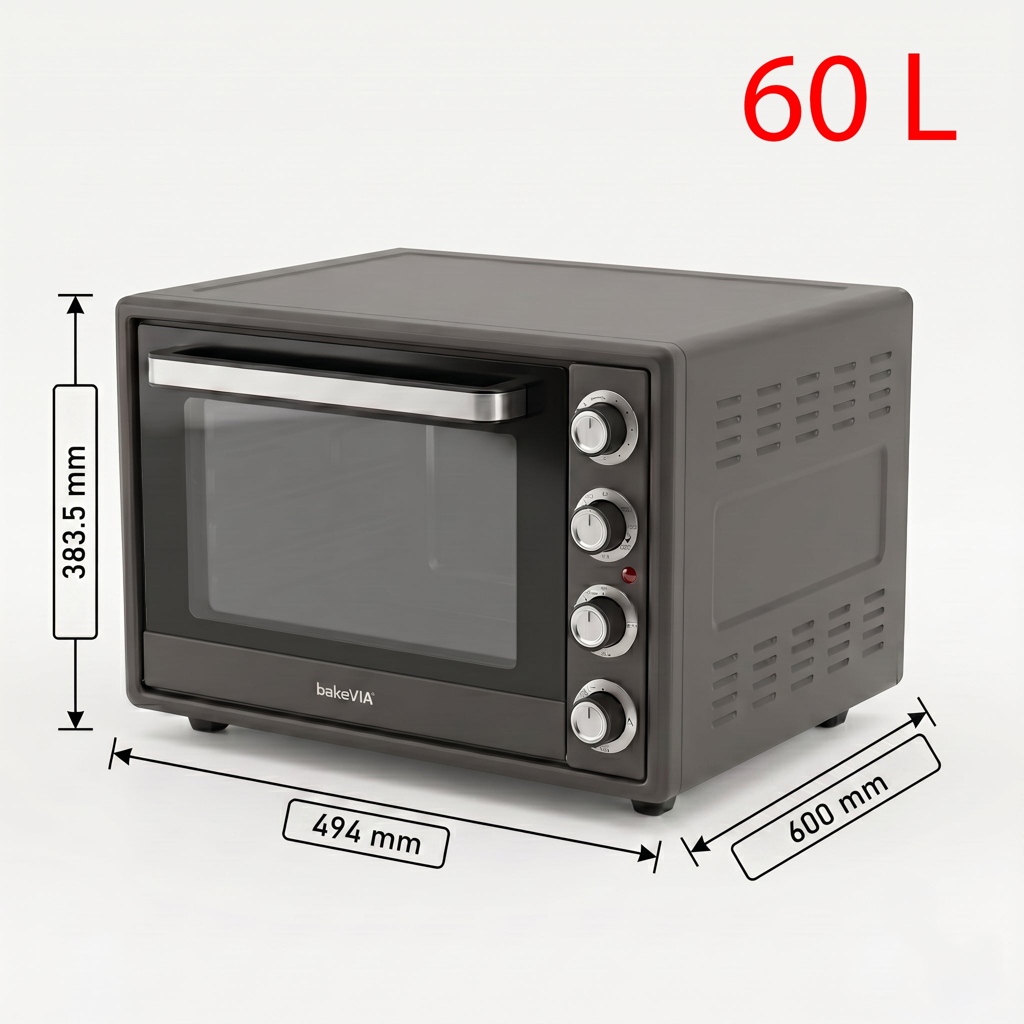 bakeVIA Minibackofen 60 L – Mit Drehspieß & 6 Stufen